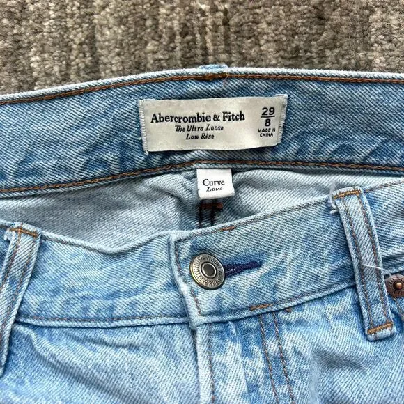 Abercrombie & Fitch Light Blue Wide Leg Jeans- 29 curve love short - Picture 4 of 8